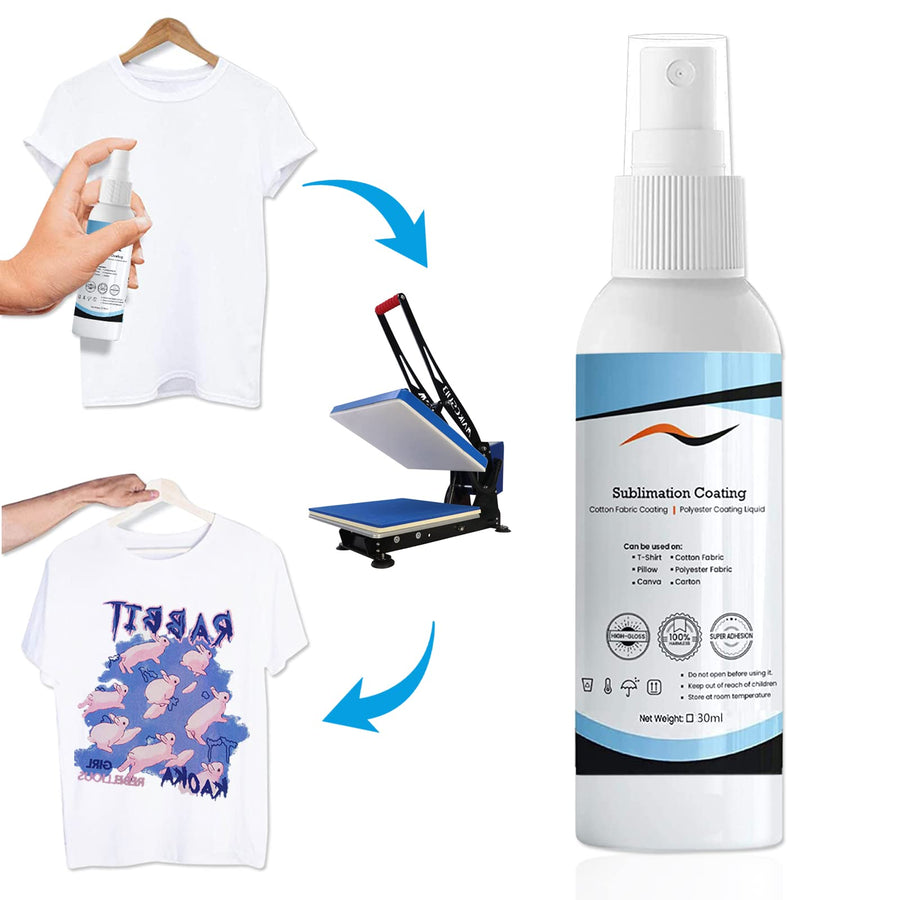 Sublimation Spray, Sublimation Coating Spray for Cotton Shirts, All Fabric, Canvas and Cartons with High Gloss, Quick Dry, Easy Subli for Sublimation, for Formula 1 Step Process, 30ml