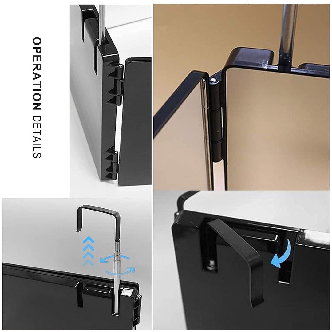 Portable Trifold Mirror, 360° Barber Mirror, 3 Way Mirror with Adjustable Height Brackets to Self Hair Cutting and Styling, for Bathroom Bedroom Living Room