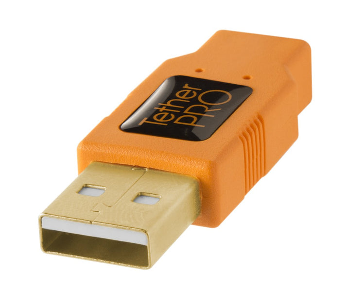 TetherPro USB 2.0 to USB Micro-B 5-Pin Cable | for Fast Transfer Between Camera and Computer | High Visibility Orange | 15 Feet (4.6 m)