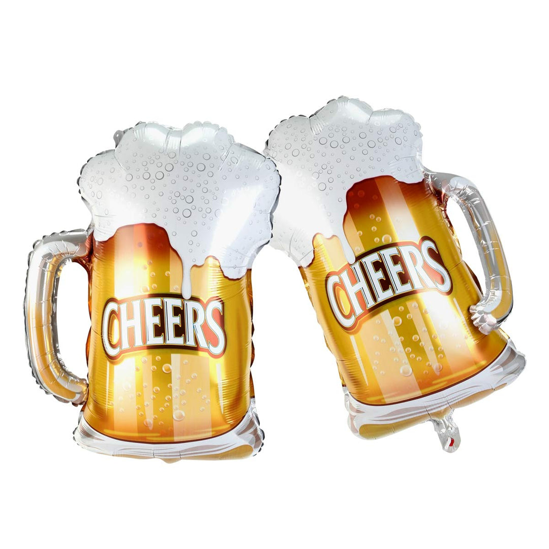 Beer Mug Cheers Foil Balloons,Wedding Birthday Party Decorations,2Pcs
