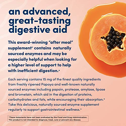 Super Papaya Enzyme Plus Chewable Tablets, Natural Papaya Flavor - Promotes Digestion & Nutrient Absorption, Contains Papain & Other Enzymes - 90 Count, 30 Total Servings