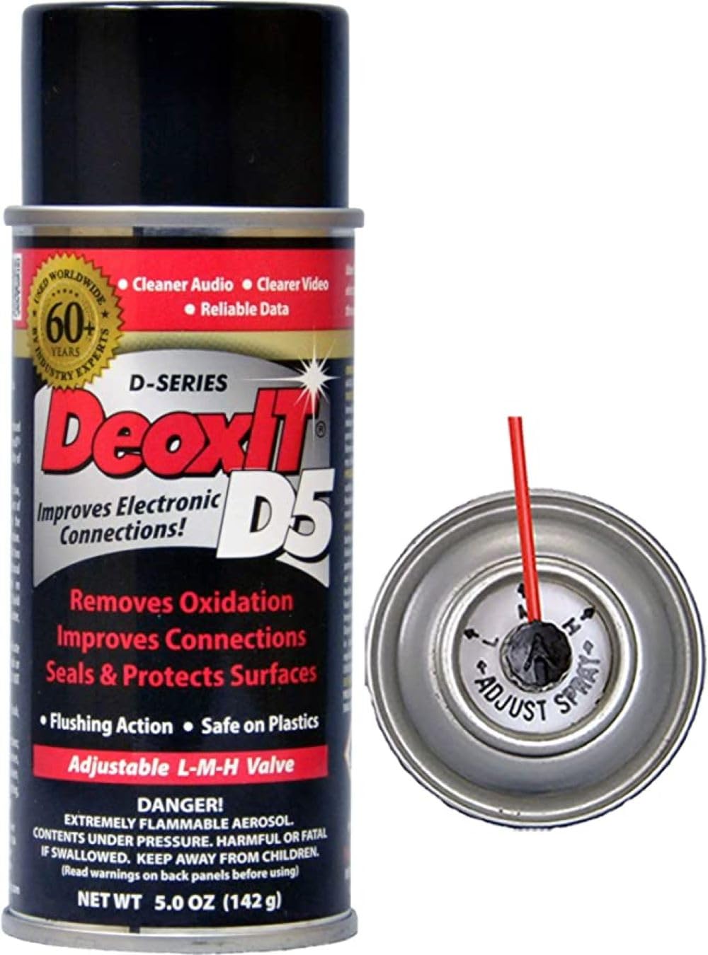 DeoxIT D5S6 Contact Cleaner and F5S-H6 FaderLube, 2-Pack - Cleans, Improves Conductivity, Lubricates & Protects Electrical Contacts - 5 oz each