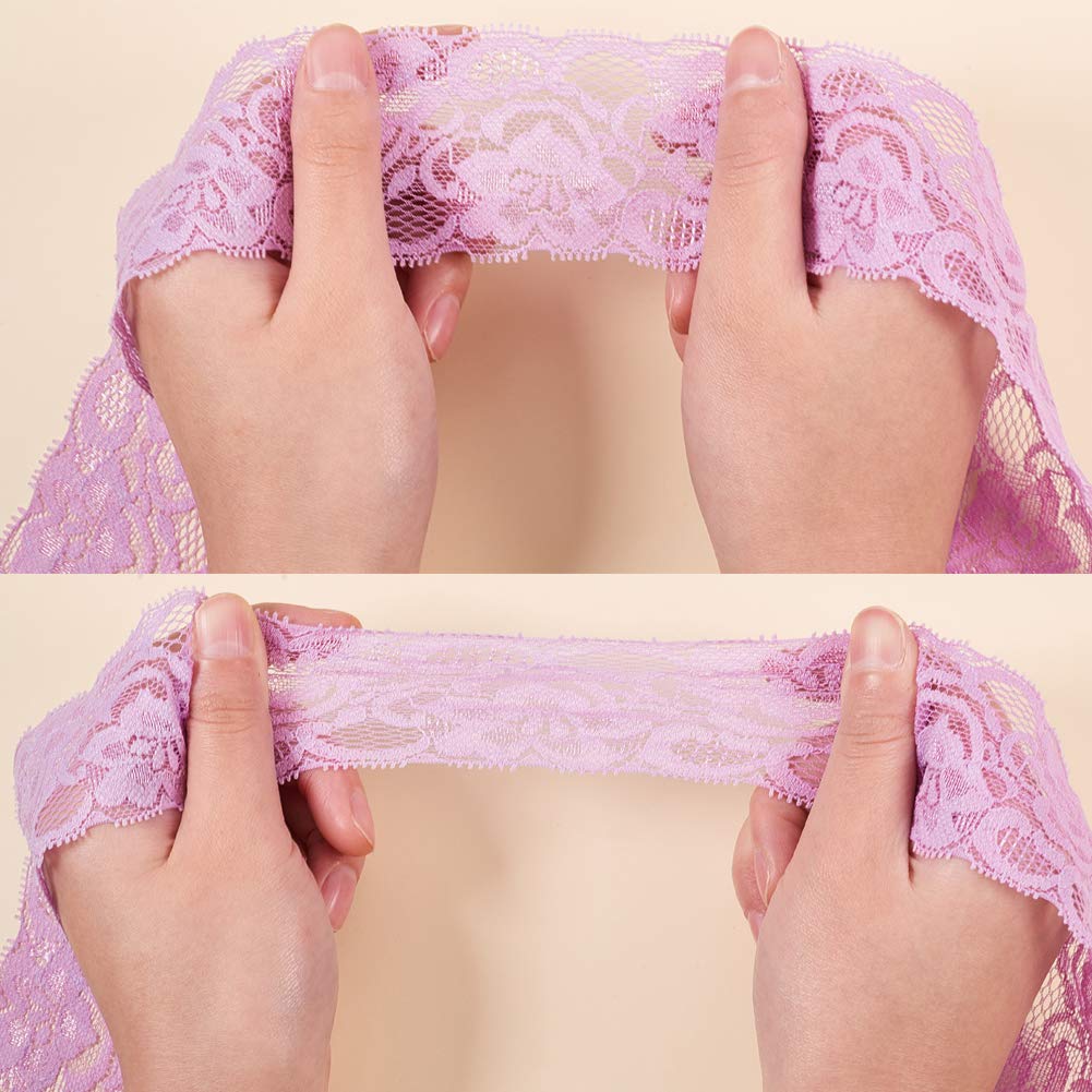 20 Yards 2 Inch Elastic Lace Fabric Stretch Floral Pattern Trim Ribbon for Headbands Garters Wedding Bouquet Making - 20 Colors, 1 Yard Per Color