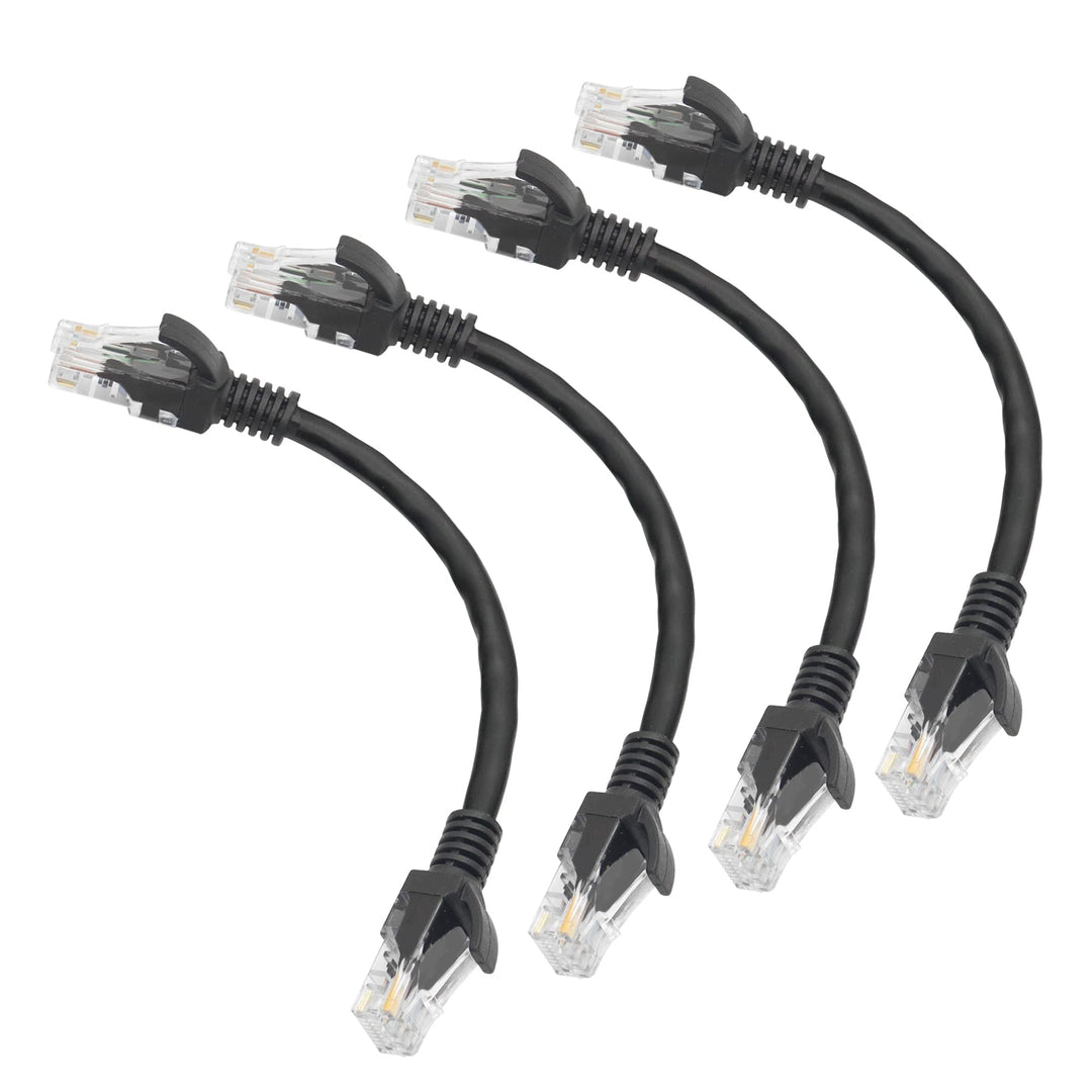 Cat6 Ethernet Patch Cable 0.5ft,High Speed Internet Network Cable LAN Patch Cables with Rj45 Connectors for Router, Modem,Switch, Server, Black, 4 Pack