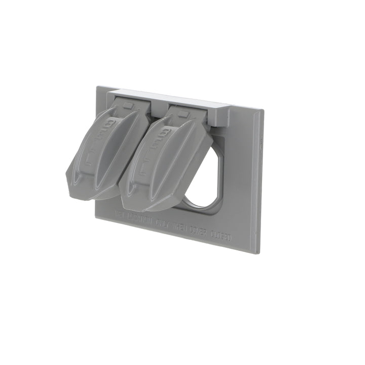 Hubbell 5180-0 Horizontal Duplex Single Weatherproof Cover, 1-Gang, Gray