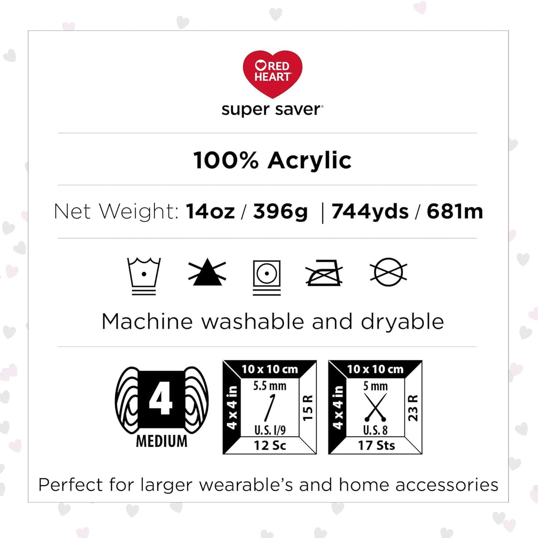 RED HEART E305.3962 Super Saver Ombre Yarn, Vineyard