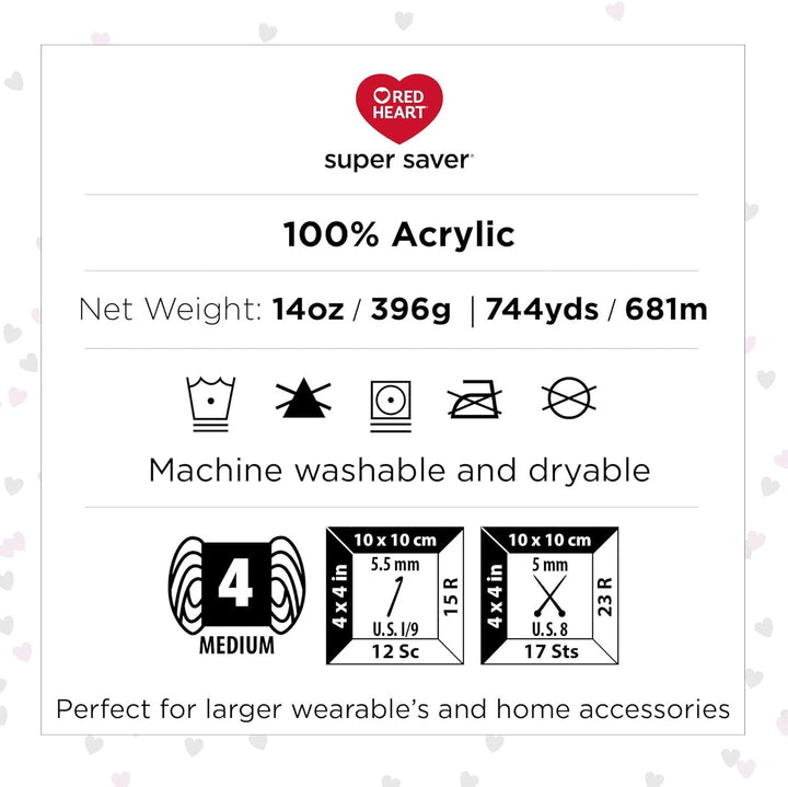 RED HEART E305.3962 Super Saver Ombre Yarn, Vineyard