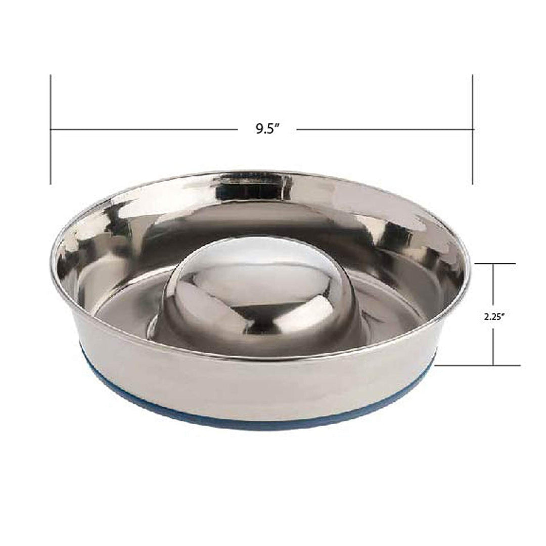 OurPet's DuraPet Slow Feed Premium Stainless Steel Dog Bowl, Silver (2040010301)