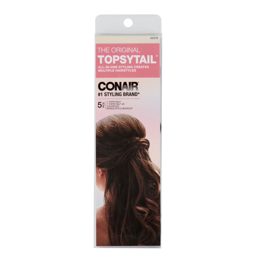 Topsy Tail Hair Tool - Ponytail Hair Loop Styling Tool - Includes Hair Ties Hair Styling Kit Included - 5-Piece Set