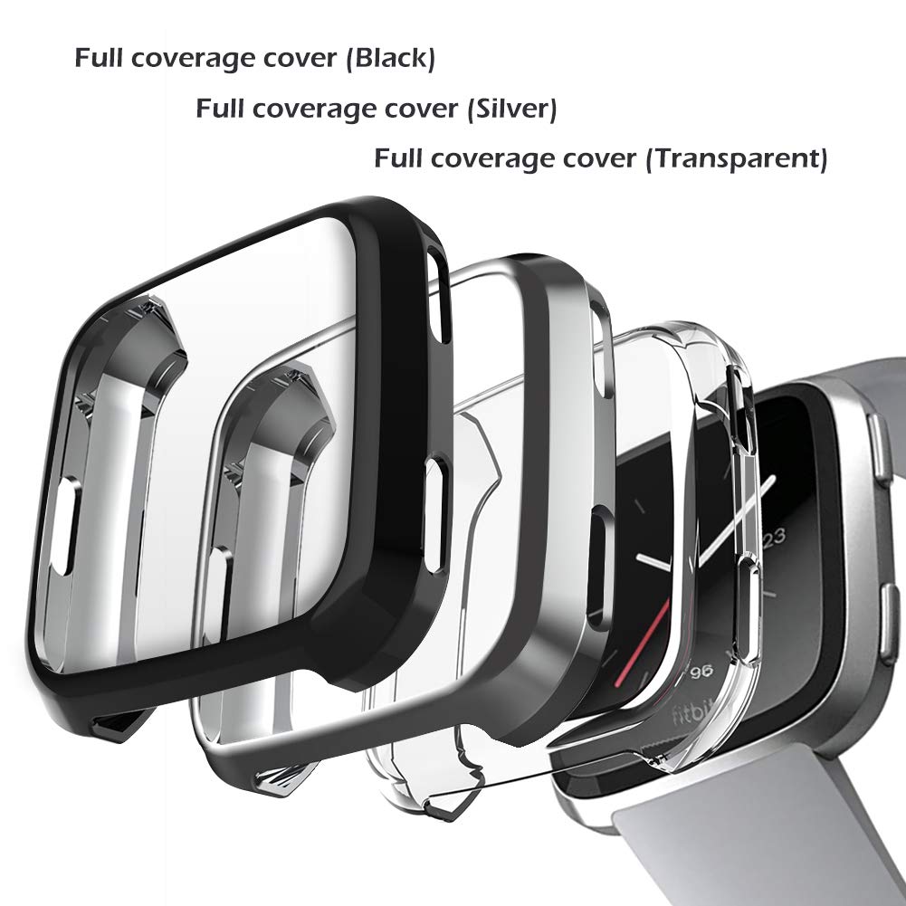 3 Packs Screen Protector Compatible Fitbit Versa, Ultra Slim Soft Full Cover Case for Fitbit Versa