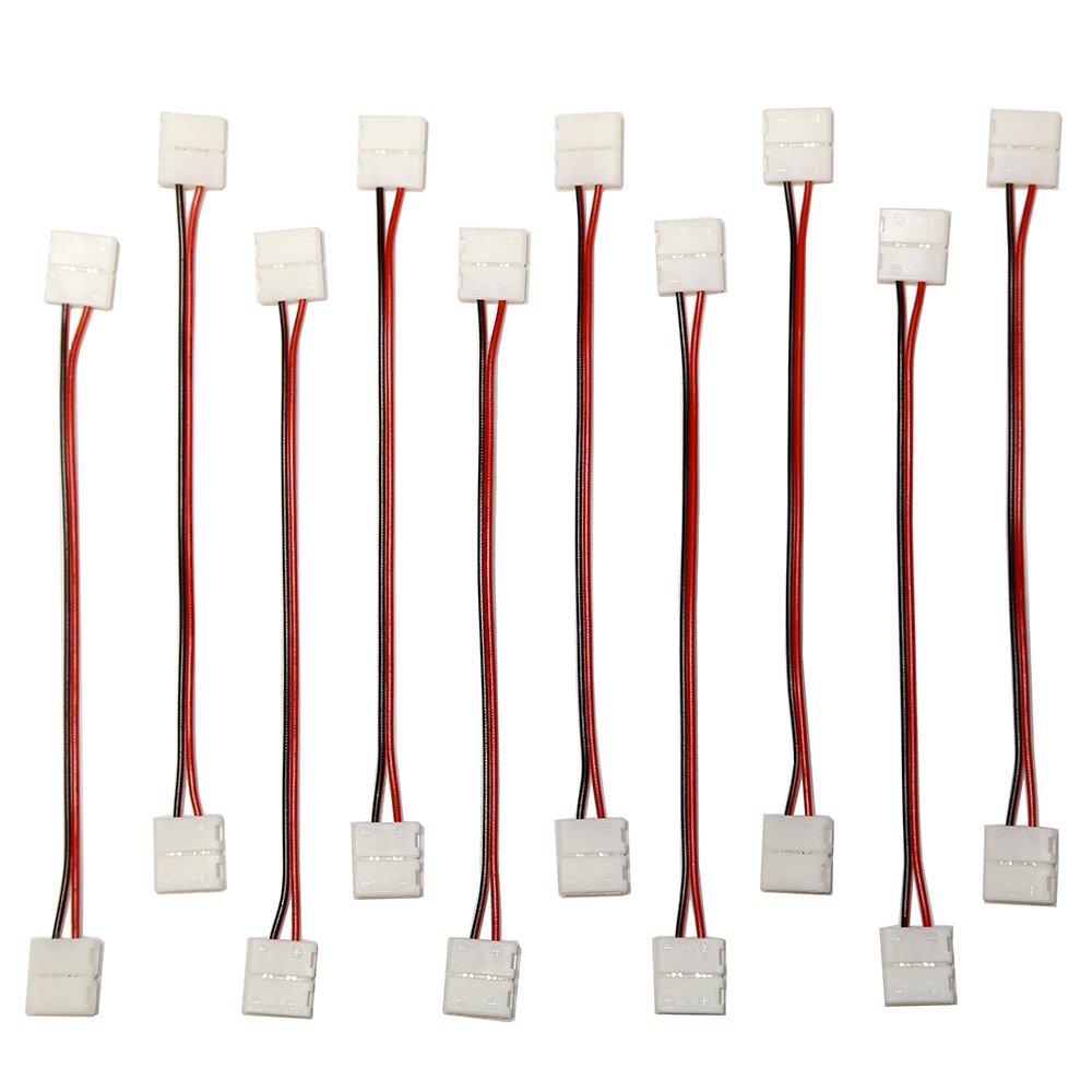 10PCS LED 5050 Single Colour Strip Light Connector 2 Pin Conductor 10 mm Wide Strip to Strip Jumper