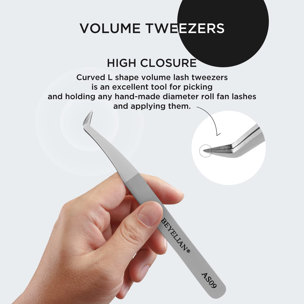 Curved Eyelash Extension Tweezers for 3D-6D Volume Lash Application (#AS09)