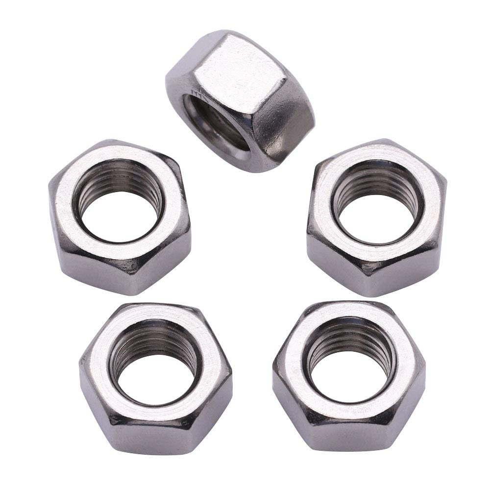 UNC 1/4-20 Hex Nuts Stainless Steel Hex Nuts 304 Stainless Steel Full Thread Nuts, 50 pcs