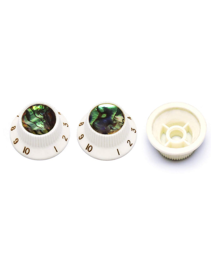 Rubatone Guitar Knobs Abalone Top Speed Control Knobs 6mm Shaft Pots Volumn Tone Knobs Compatiable with Strat Stratocaster Electric Guitar Set of 3Pcs.