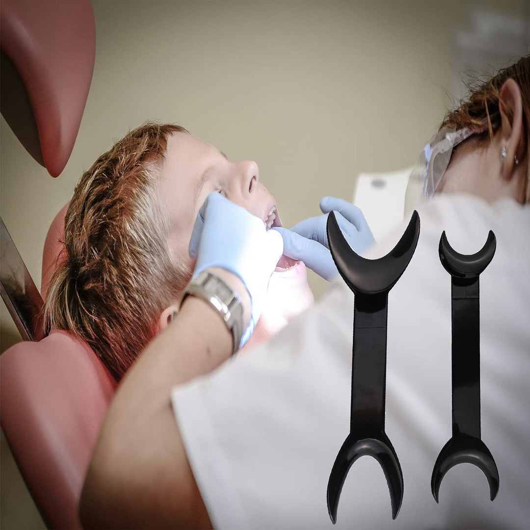8 Pack Black T-Shape Intraoral Cheek Lip Retractor, 4 Large Size+4 Small Size Double Head Mouth Opener for Teeth Whitening Surgical Retractor, Dental Orthodontic Oral Care Tool