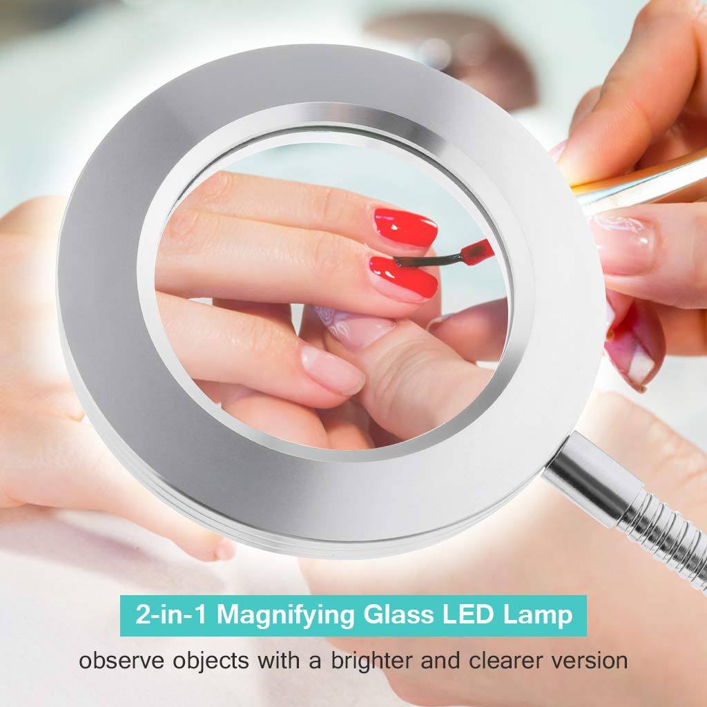 Magnifying Lamp, Tattoo Light Desk Lamp, LED Book Light with Clip, USB Bed Lamp for Reading, Tattoo, Make Up, Manicure