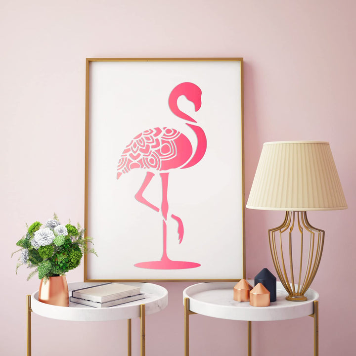Large Size Flamingo Stencils 11.7x8.3 Inch Flamingo DIY Decoration Painting Stencils Mandala Flamingo Painting Stencil Bird Stencils Template for DIY Crafts Home Decor Wood Wall Painting