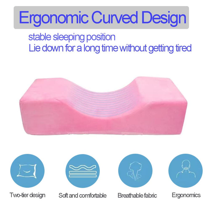 Pink Eyelash Extension Pillow, Eyelash Extension Tool for Beauty Salon, U Shape Neck Pillow with Comfortable Foam Velvet Pillowcase