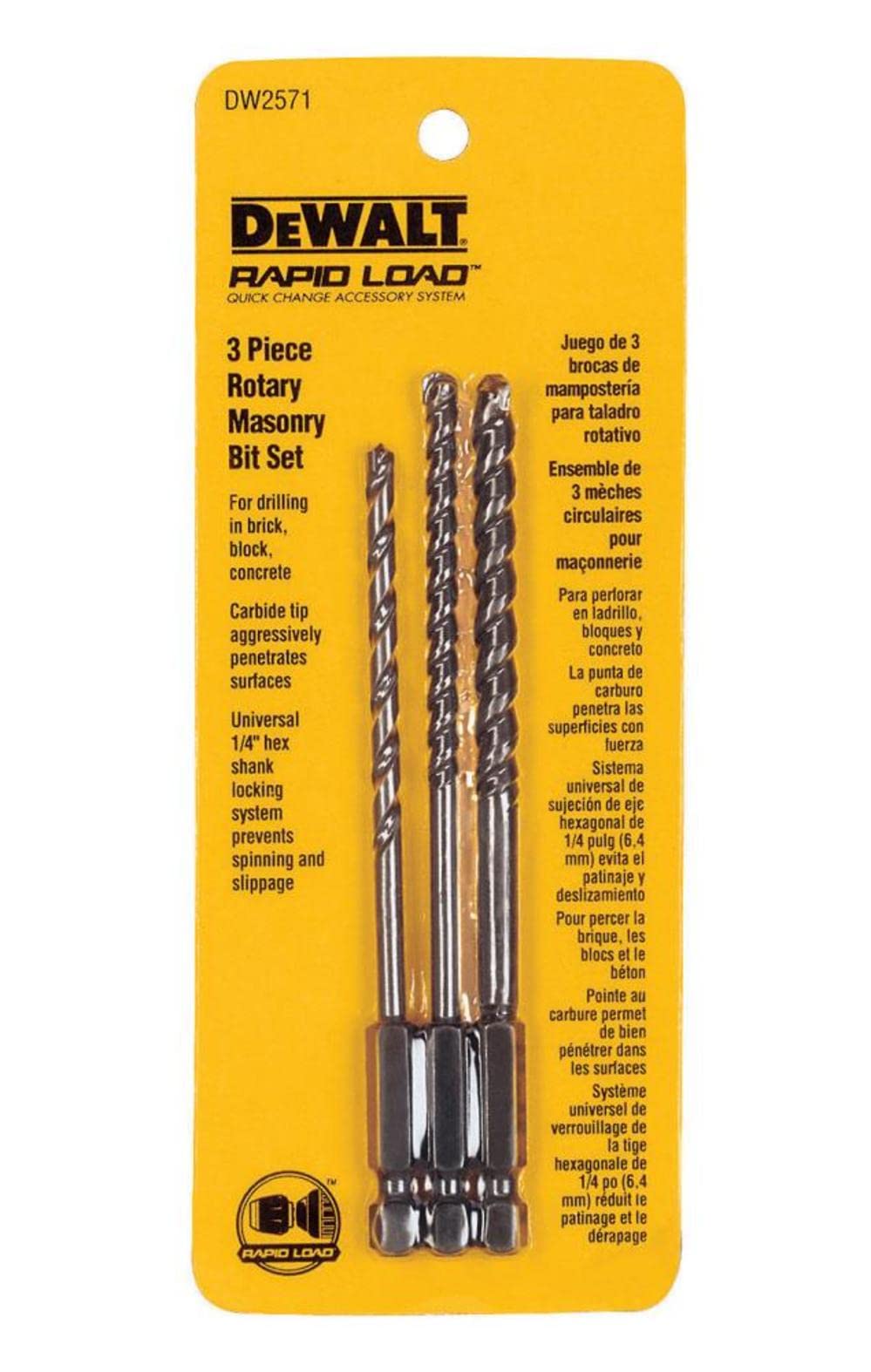 Masonry Drill Bit Set, Rotary, 3-Piece (DW2571)