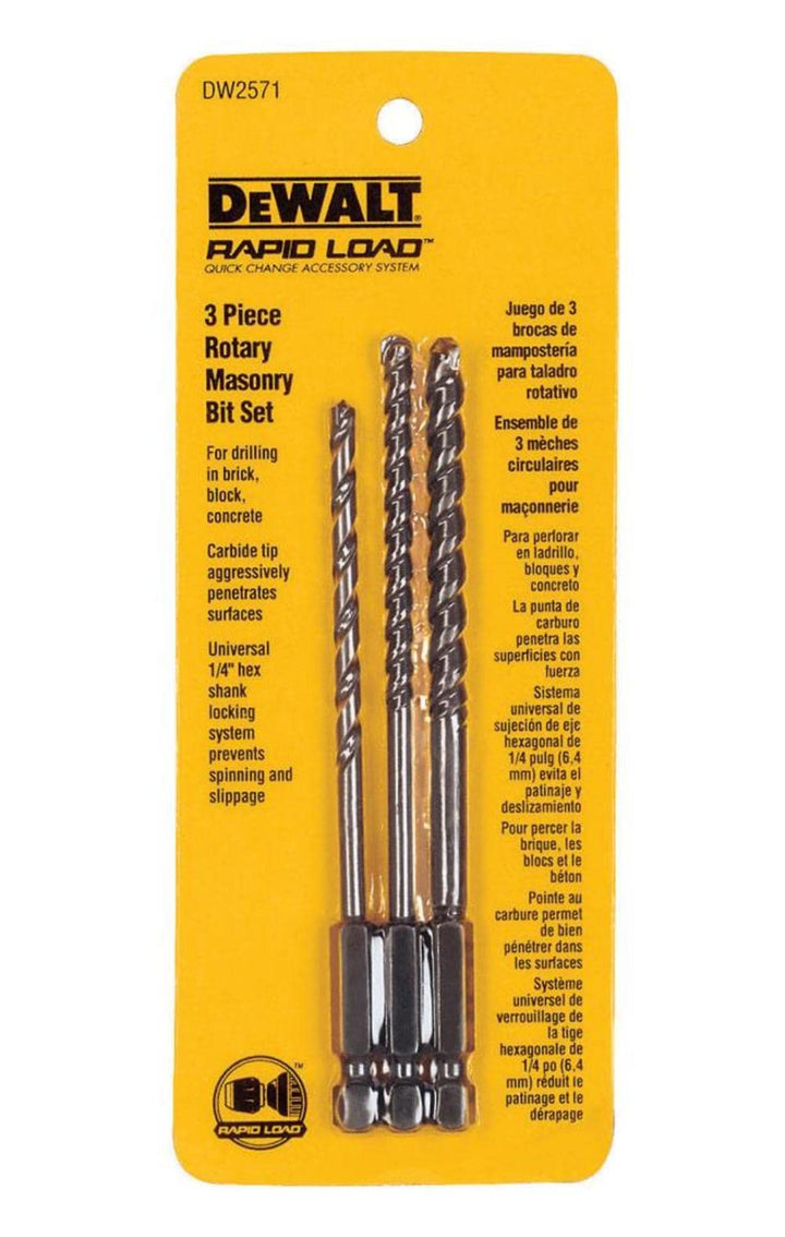 Masonry Drill Bit Set, Rotary, 3-Piece (DW2571)