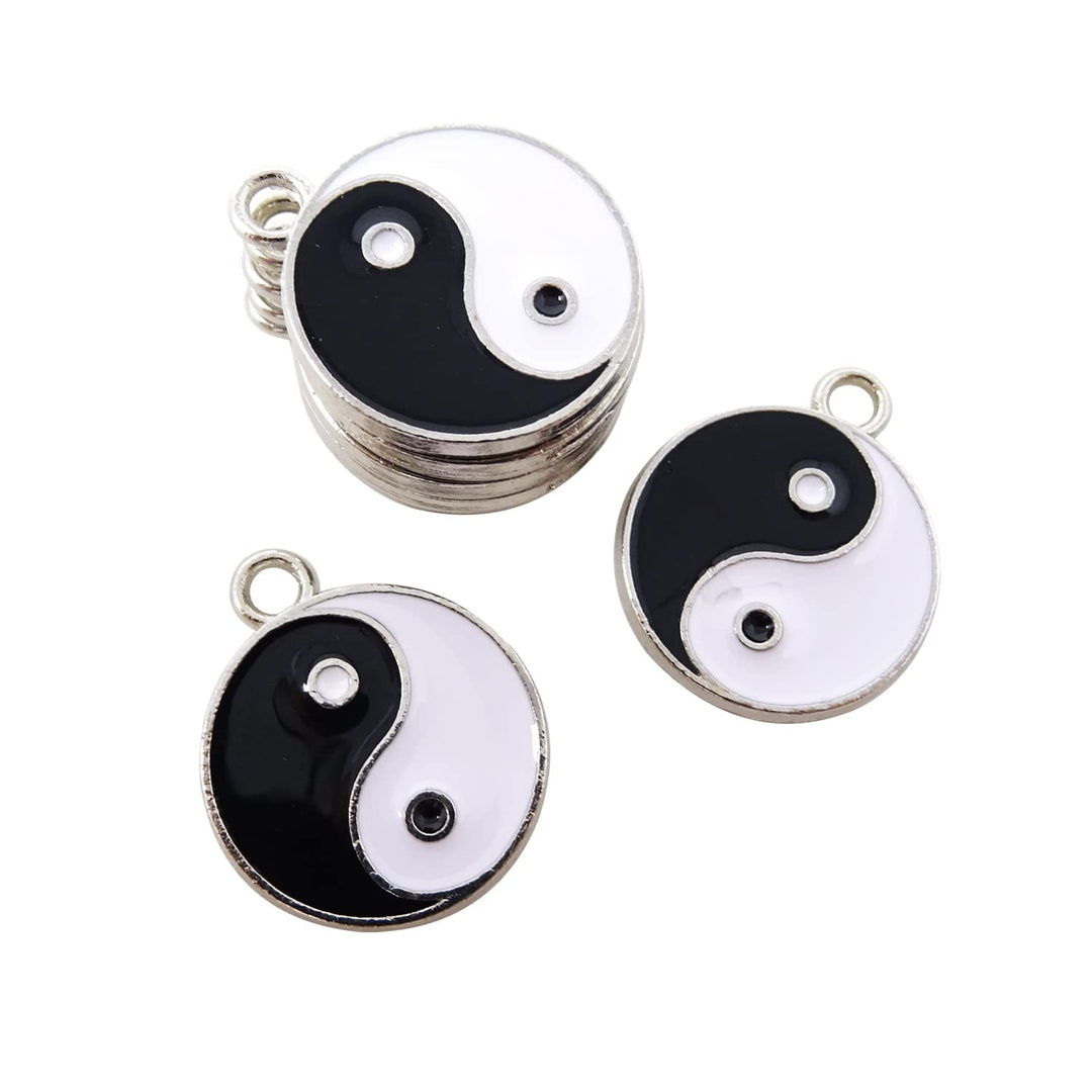 20pcs Double Sided Enamel Alloy Gossip Pattern Yin Yang Charms Pendant, Yoga Meditation Pendants, for Earrings Necklace Bracelet Jewelry Making and DIY Crafts