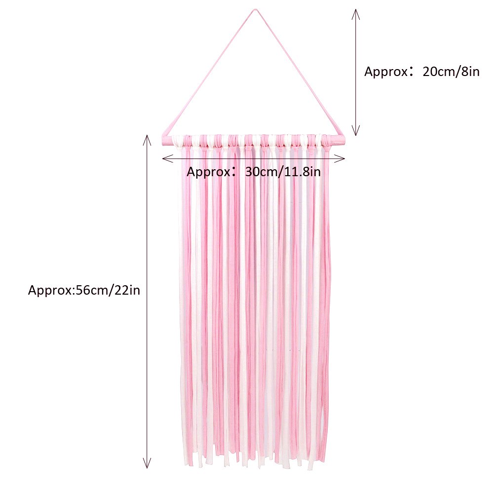 Baby Girls Hair Bow Holder 30 Long Bow Hanger Hair Clips Storage Organizer(Pink+White)