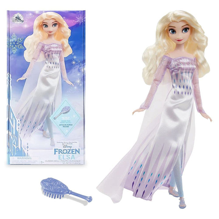 Store Official Princess Classic Doll (Elsa from Frozen 2), 11 Inches, Includes Brush with Molded Details, Fully Posable Toy in Classic Outfit Princess Toys for Girls