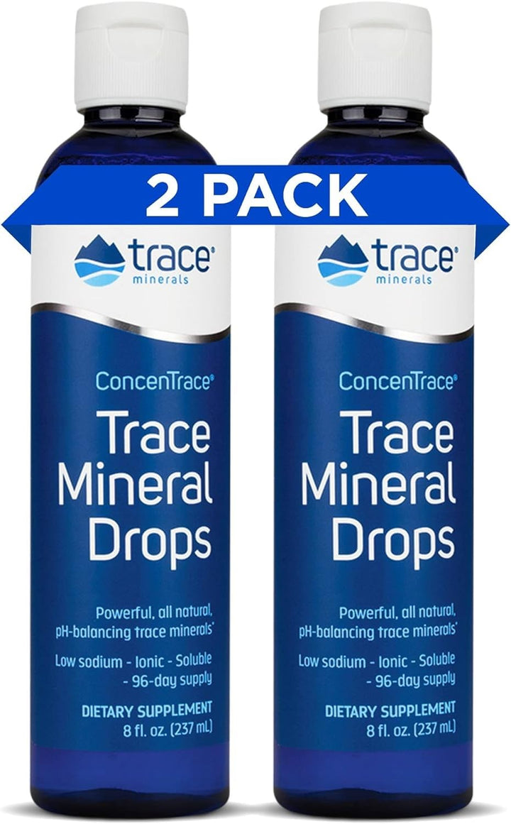 ConcenTrace Trace Mineral Drops - Liquid Supplement for Bone & Joint Support - Aids Hydration & Electrolyte Restoration - Unflavored, 8 fl oz (192 Servings)