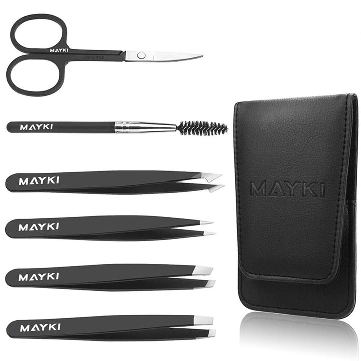 Eyebrow Tweezers Set 6 PCS, Professional Stainless Steel Eyebrow Tweezers Kit for Women/Men, Great Precision Tweezers Set for Eyebrow/Facial Hair Removal/Ingrown Hairs/Splinter/Tick Remover