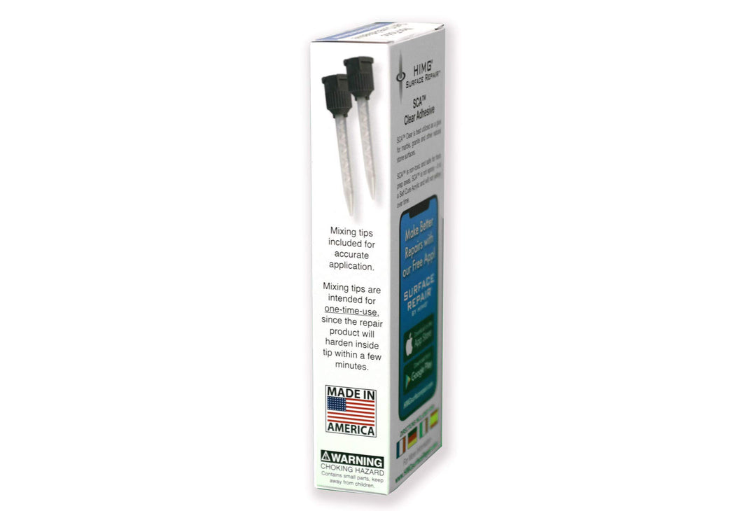 Adhesive - Clear 2 part Self Curing Acrylic (SCA) for Granite, Cultured Marble, stone, ceramic, Porcelain, Corian countertops, tile, floor, shower repair and more hard surfaces.