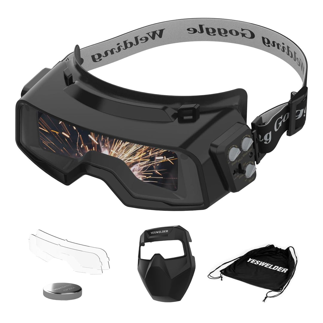 True Color Auto Darkening Welding Goggles, Wide Shade Range 4/5-9/9-13 with Grinding, Welding Glasses Welder Mask Welding Helmet for TIG MIG ARC Plasma Cut