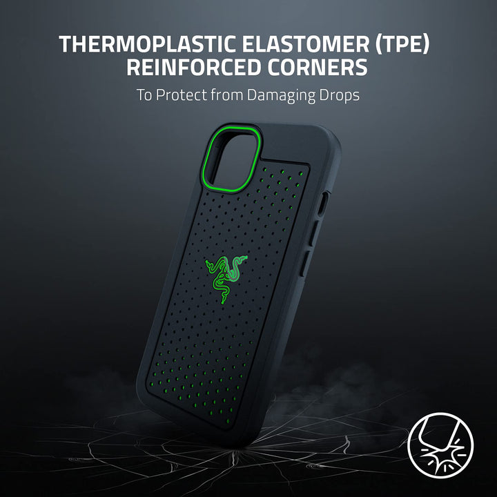 Arctech for iPhone 13 Case: Extra Ventilation Channels - Thermplastic Elastomer Reinforced Corners - Tactile Side Buttons - Compatible with Wireless Chargers and 5G Black