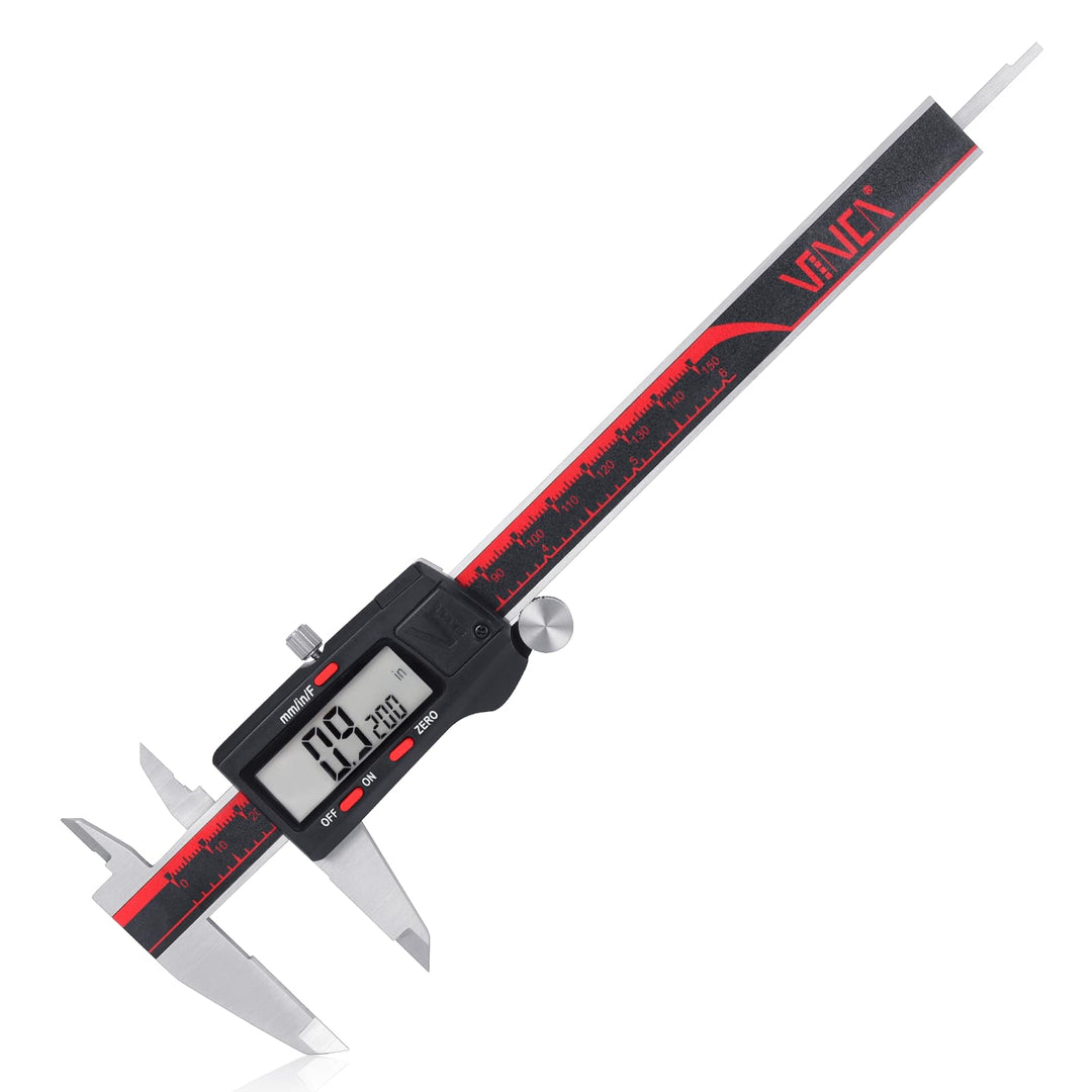 Digital Caliper, DCLA-0605 0-6 Inch/150mm, Inch/Millimeter/Fraction Conversion, Stainless Steel, Large LCD Screen