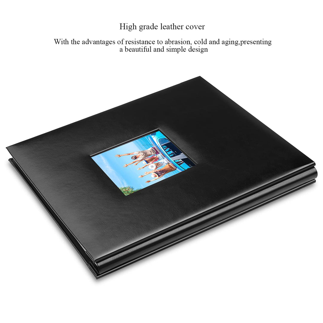 Self-Adhesive Photo Album Leather Cover Sticky 40 Pages DIY Magnetic Scrapbook Family Picture Albums for Christmas Wedding Birthday Travel Baby Gifts Hold 4X6 5X7 6X8 8X10 Photos Book Black