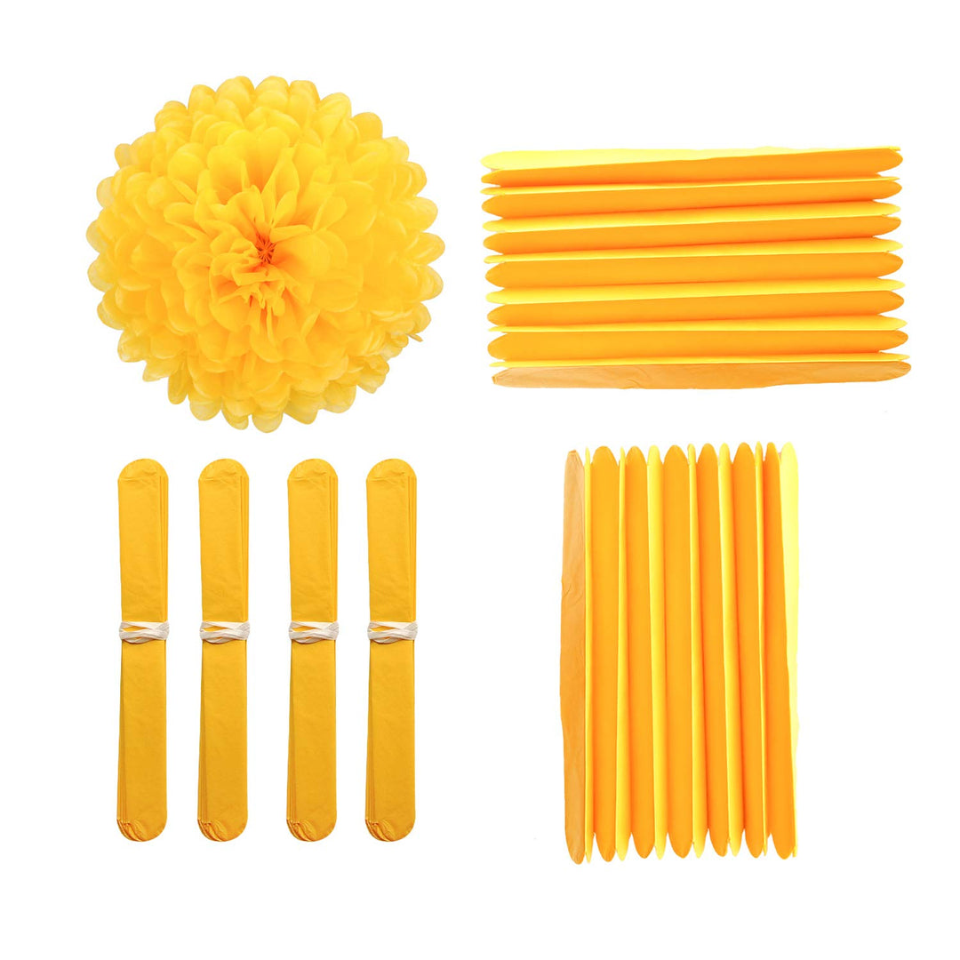 10 Yellow Tissue Pom Poms DIY Tissue Paper Flowers for Birthday Wedding Baby Shower Tea Party Dessert Table Decoration, Pack of 18