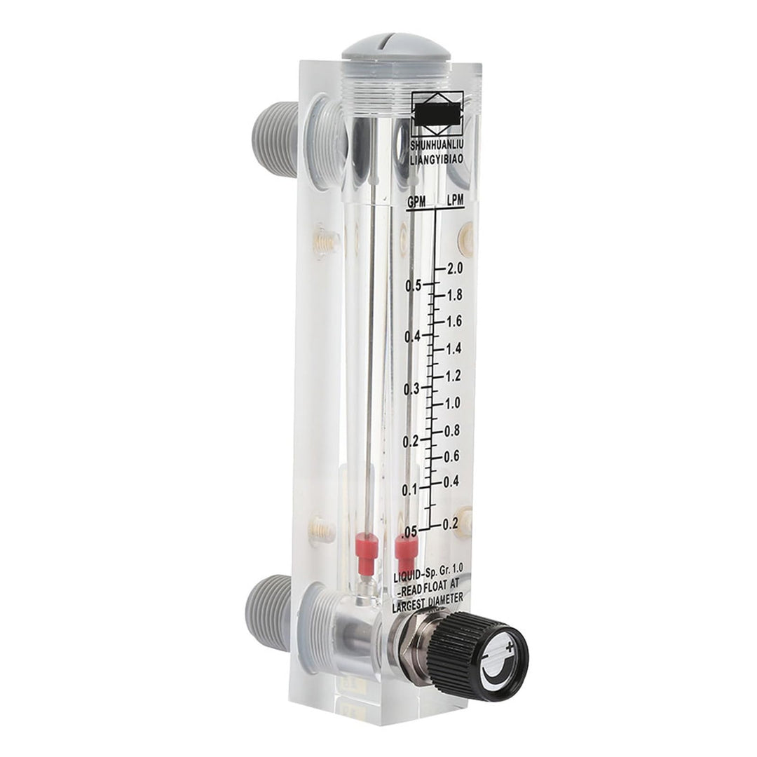 0.1-0.5GPM Water Liquid Meter Tool Flowmeter Water Liquid Inline Flowmeter Rotameter Adjustable Knob Panel Type, Female Thread 1/4 Inch Inch BSPT