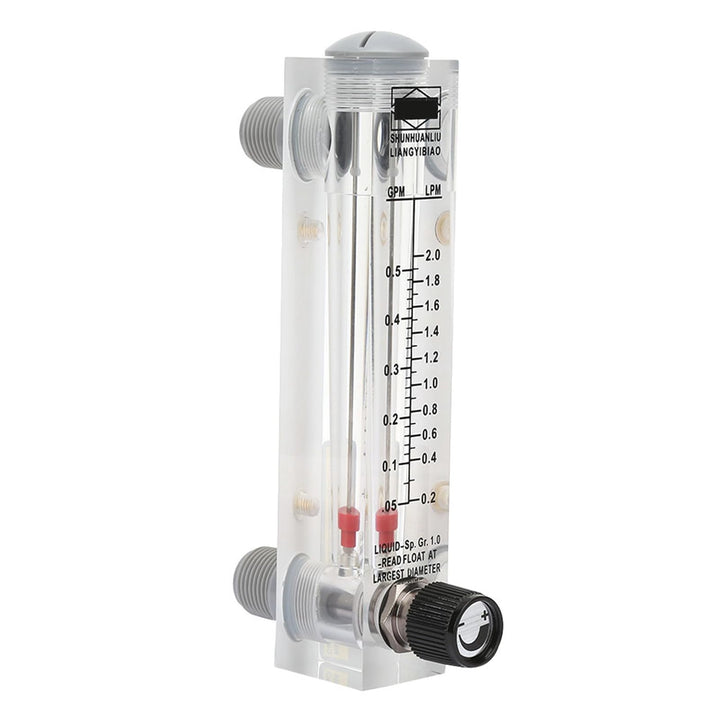 0.1-0.5GPM Water Liquid Meter Tool Flowmeter Water Liquid Inline Flowmeter Rotameter Adjustable Knob Panel Type, Female Thread 1/4 Inch Inch BSPT
