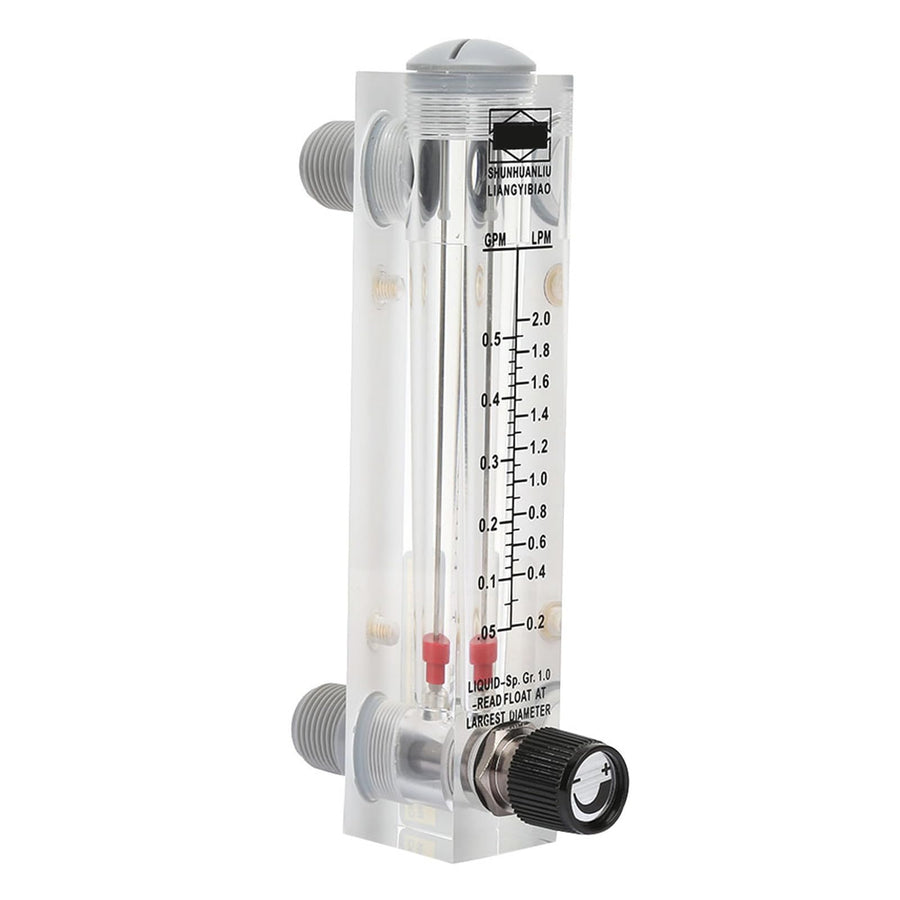 0.1-0.5GPM Water Liquid Meter Tool Flowmeter Water Liquid Inline Flowmeter Rotameter Adjustable Knob Panel Type, Female Thread 1/4 Inch Inch BSPT