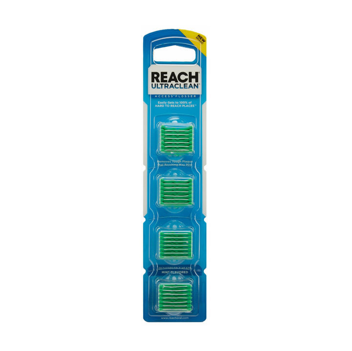 REACH Listerine Ultraclean Access Flosser Refill Heads, Mint, Plaque Remover for Teeth, Shred Resistant, for Hard to Areas, Oral Care, PFAS Free, for Adults & Kids, 1 Pack, 28 Count
