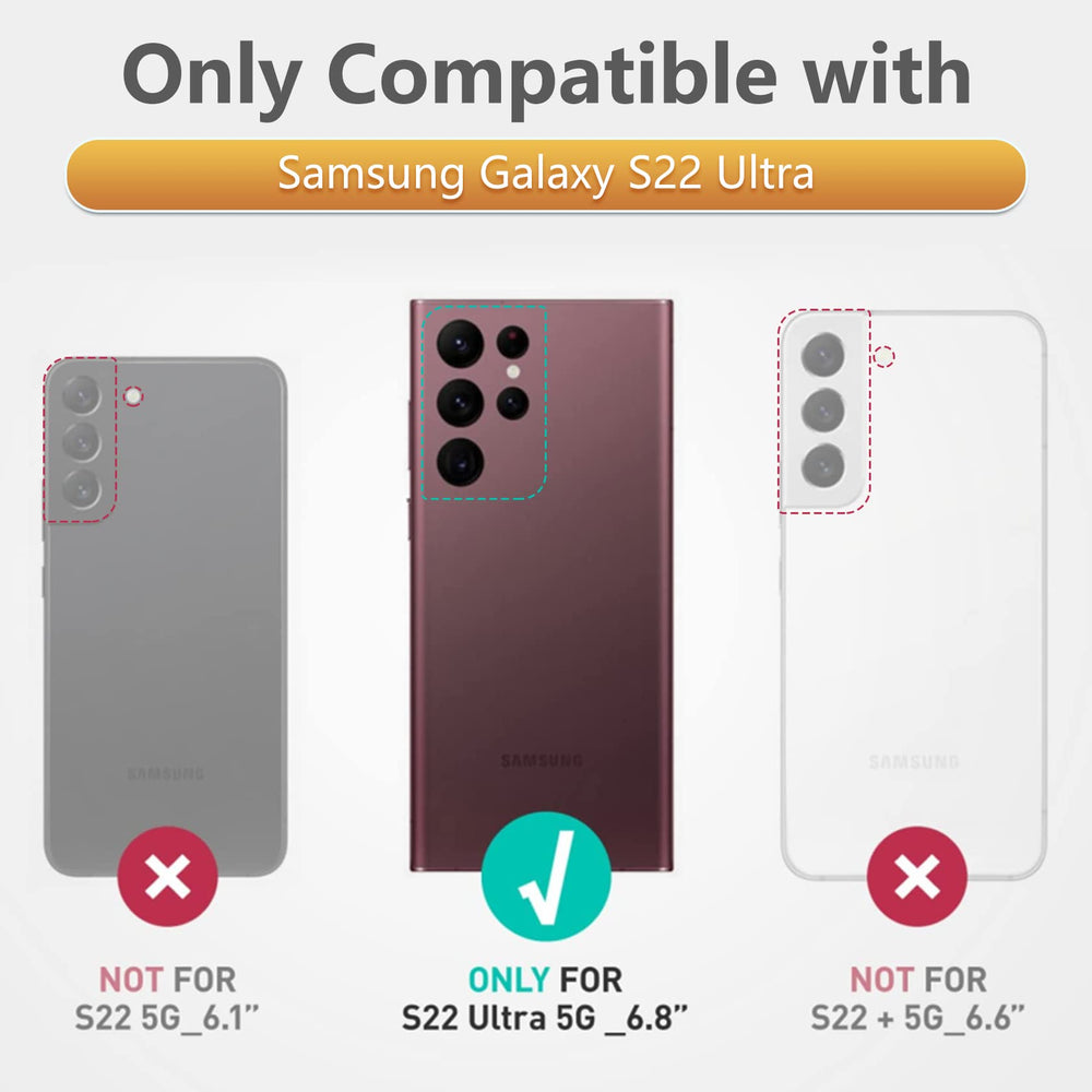 for Samsung Galaxy S22 Ultra Case: Rugged Protective S22 Ultra 5G Phone Cover with Kickstand & Slide Camera Lens Cover - TPU Shockproof Bumper Textured Matte Design Military-Grade Drop Protection-Red