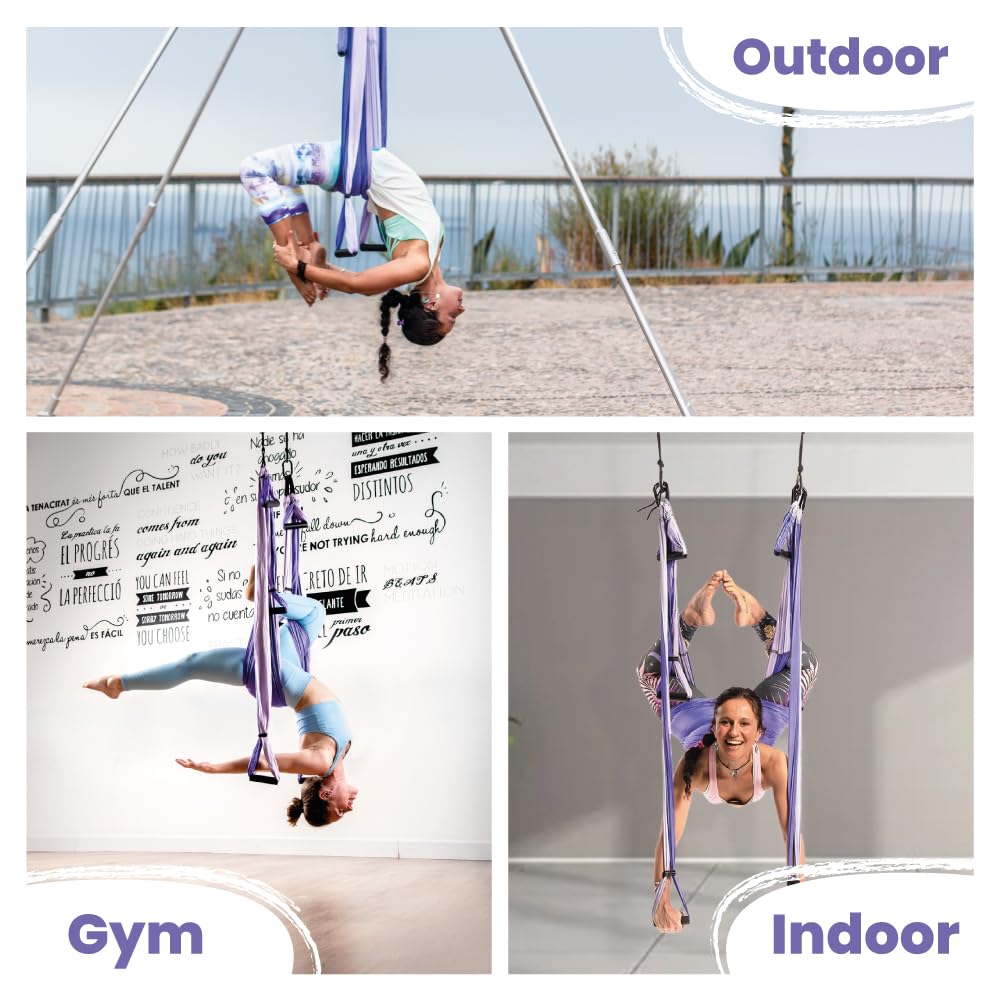 Swing Set for Home & Outdoor | Easy Setup for Strength, Balance & Back Pain Relief | Adjustable Straps & 600lb Capacity, Includes Carrying Bag & Online Tutorials, Purple