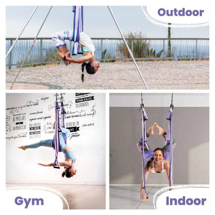 Swing Set for Home & Outdoor | Easy Setup for Strength, Balance & Back Pain Relief | Adjustable Straps & 600lb Capacity, Includes Carrying Bag & Online Tutorials, Purple