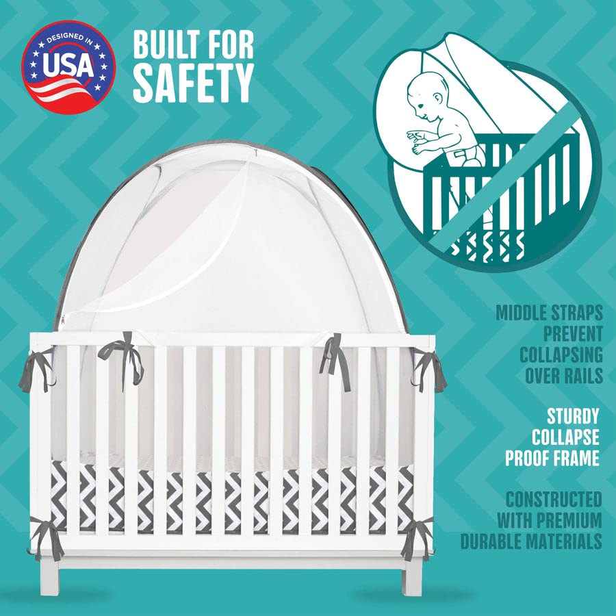 ® - Premium Baby Safety Crib Tent - Toddler Crib Topper to Keep Baby from Climbing Out - See Through Mesh Crib Net - Mosquito Net - Pop-Up Crib Tent Canopy to Keep Infant in