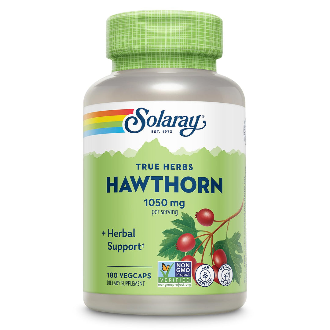 Solaray Hawthorn Berries Capsules, 525 mg, 180 Count