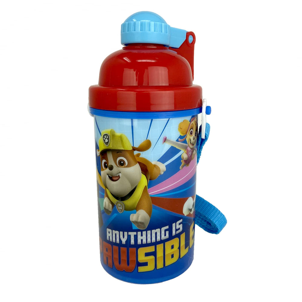 Paw Patrol Friends Carrying Strap One Touch Water Bottles with Reusable Built in Straw - Safe Approved BPA free, Easy to Clean, Perfect Gifts for Kids Girls Boys, Goodies Home by Zak design