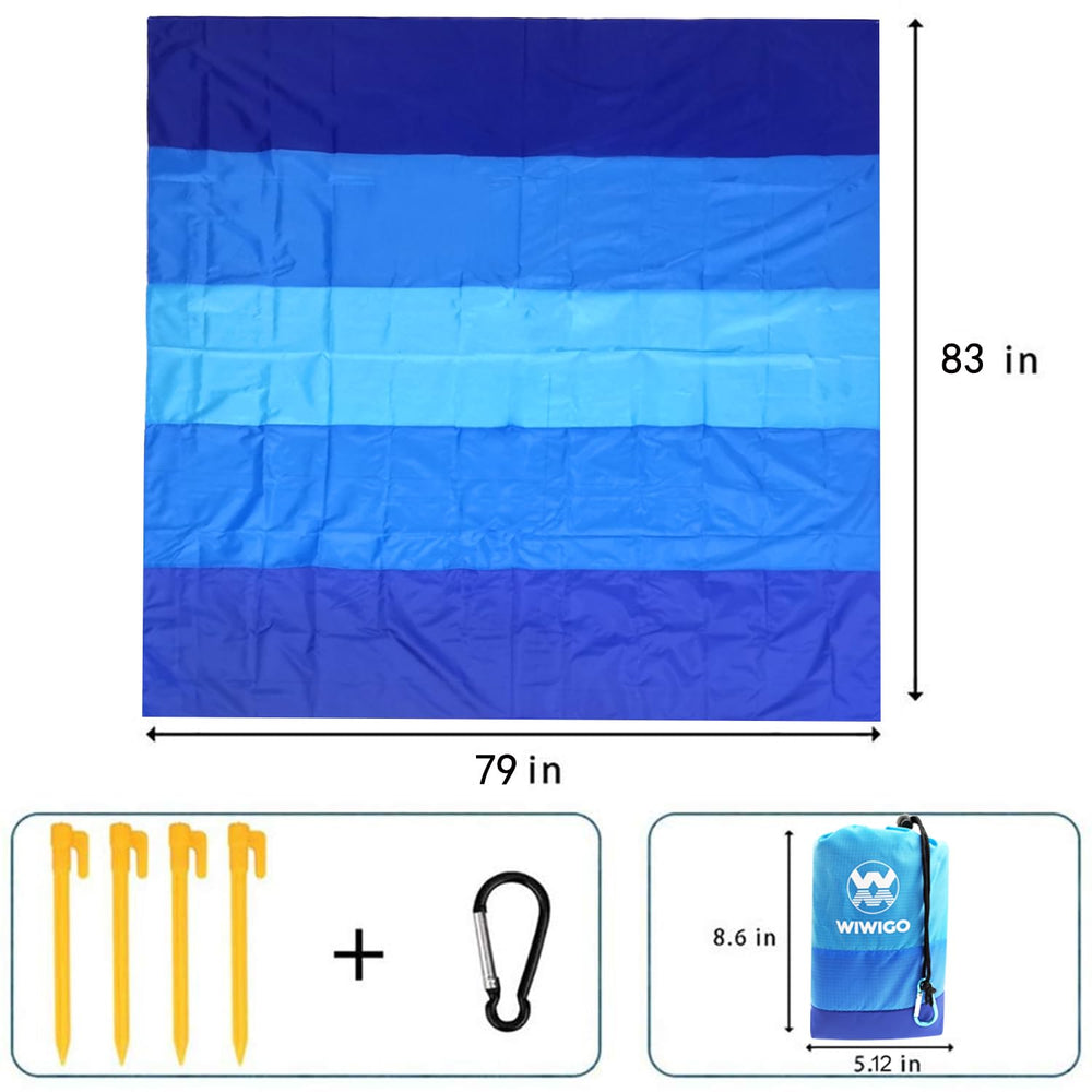 Beach Blanket Waterproof Sandproof Beach Mat 79 X 83 /10'x9'for 2-8 Adults Quick Drying Outdoor Picnic Mat Beach Accessories for Travel, Camping, Hiking
