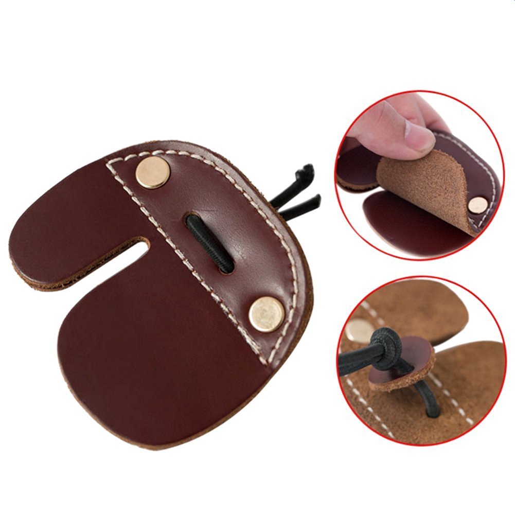 Cow Leather Archery Finger Tab for Recurve Bows Hunting Finger Protector Brown