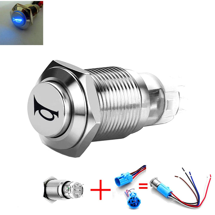 Viping Car Horn Button Switch momentary Push Button Switch 12V 16mm LED On/Off Switch Reset Switch Button Metal momentary Speaker Horn Switch Power Metal Toggle Switch Car Boat Motorcycle DIY Switch