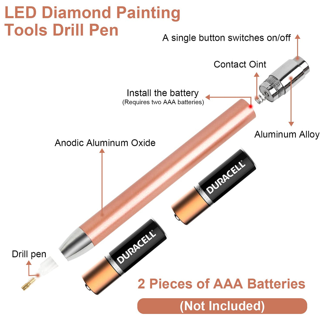 Diamond Painting Pen Kits with Light Diamond Art Pen LED Diamond Painting Pens 5D Light Up Pens for Diamond Painting Arts Nails DIY Crafts, Diamond Art Accessories Tools for Diamond Painting