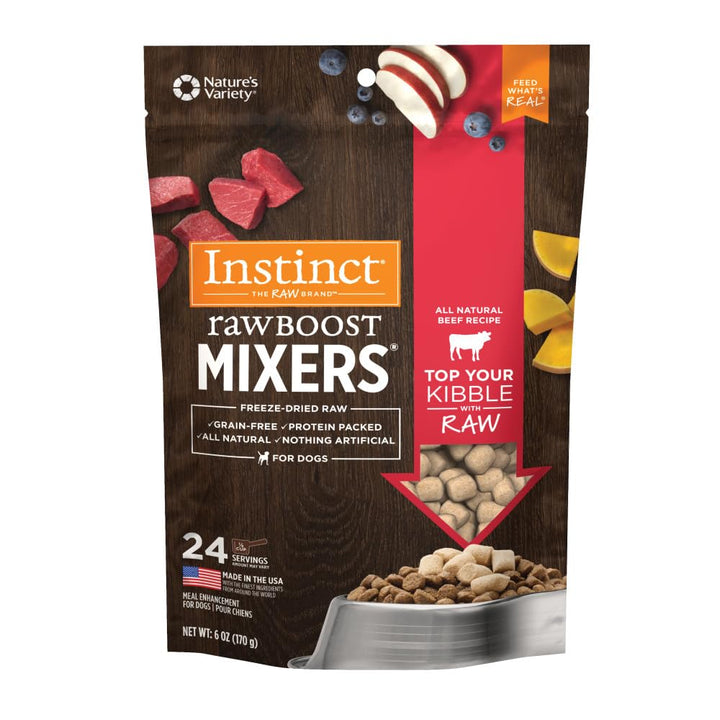 Raw Boost Mixers, Freeze Dried Dog Food Topper, Grain Free Recipe - All Natural Beef, 6 oz. Bag